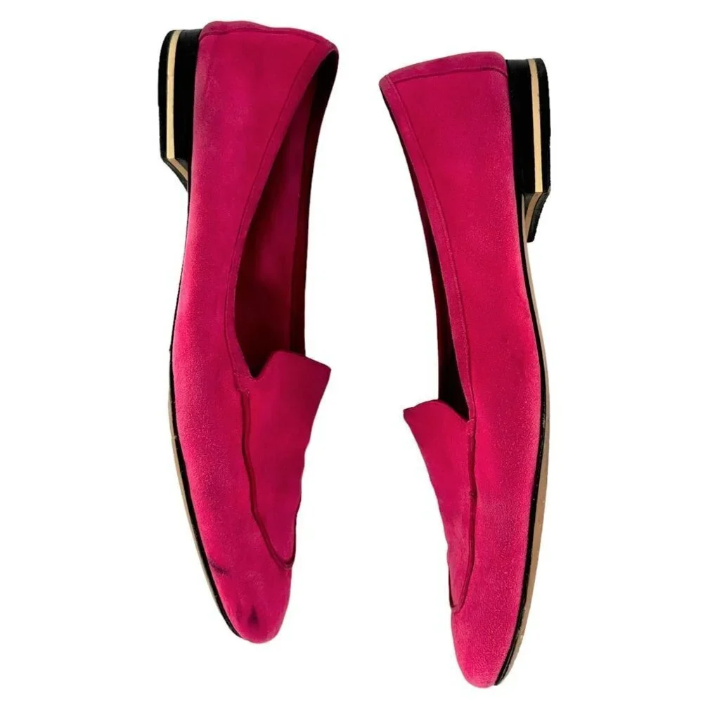 Michael Kors Italy Fuschia Pink Suede Loafers Flats Size 38.5